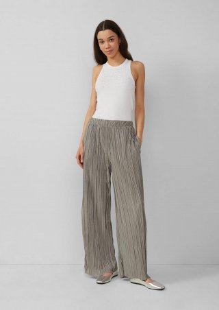 s.Oliver Plissierte Wide-Leg-Hose - taubengrau