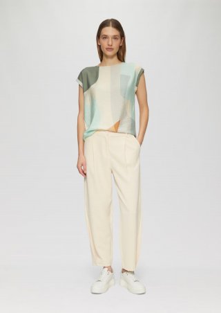 s.Oliver Cropped Hose mit Barrel Leg und Saum-Detail - beige