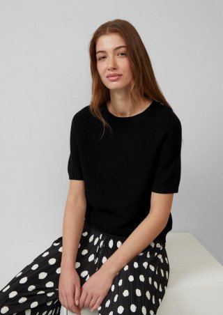 s.Oliver Strickpullover mit feiner Rippstruktur - schwarz