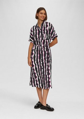 s.Oliver Hemd-Kleid mit Crêpestruktur - schwarz