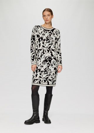 s.Oliver Strickkleid mit Intarsienmuster - schwarz
