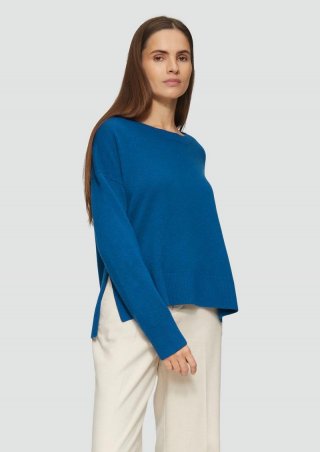 s.Oliver Strickpullover aus Kaschmirmix mit seitlichen Schlitzen - ozeanblau