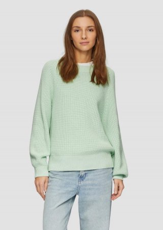 s.Oliver Strickpullover mit Raglan-Ärmeln und Rippbündchen - minze