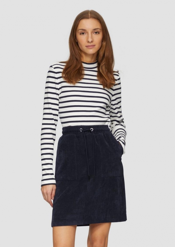 s.Oliver Feincordrock mit Kordelzug und elastischem Bund - navy