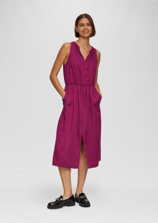 s.Oliver Midi-Kleid aus Lyocell mit Gummizug - burgund
