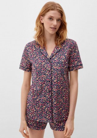 s.Oliver Kurzer Pyjama mit Vichy-Muster - schwarz
