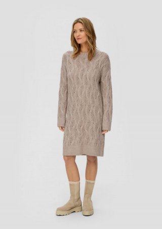 s.Oliver Strickkleid aus Viskosemix - sandfarben