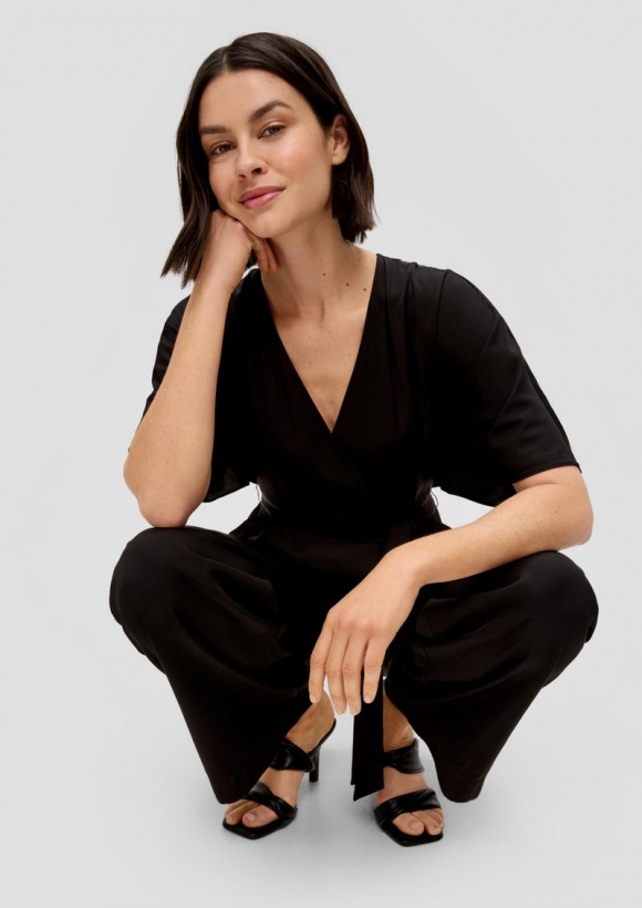 s.Oliver Jumpsuit mit Bindedetail - schwarz