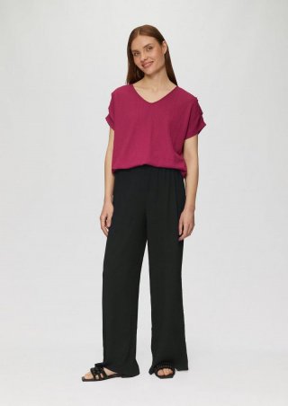 s.Oliver Strukturierte Hose mit Wide Leg - schwarz