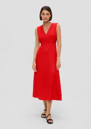 s.Oliver Maxi-Kleid aus Leinenmix - preiselbeere