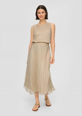 s.Oliver Mesh-Rock mit Faltenstruktur und Glitzer-Effekt - beige