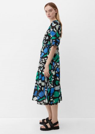 s.Oliver Viskosekleid mit Allover-Muster - schwarz