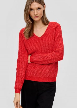 s.Oliver Strickpullover mit Rippstruktur - preiselbeere