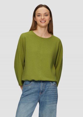 s.Oliver Strukturiertes Sweatshirt mit Fledermausarm im O-Shape - guacamole
