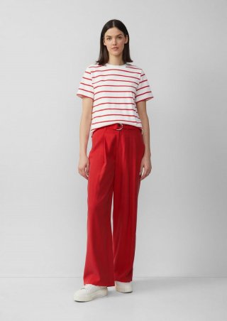 s.Oliver Wide-Leg-Hose aus Viskosemix mit Stoffgürtel - rot