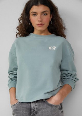 s.Oliver Sweatshirt mit Stickerei und Rückenprint - salbeigrün
