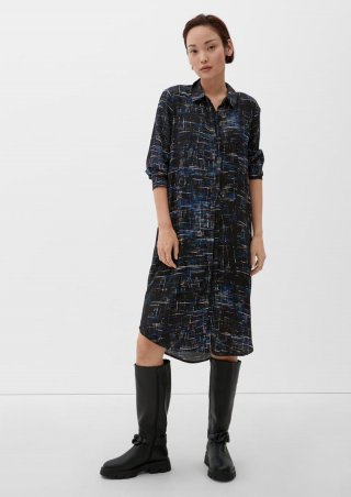 s.Oliver Midikleid mit Allover-Muster - schwarz