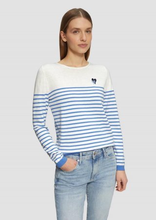 s.Oliver Strickpullover mit Herz-Stickerei - royalblau