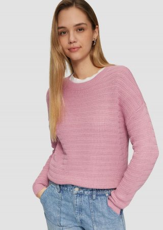 s.Oliver Baumwollmix-Pullover mit Strukturmuster - altrosa