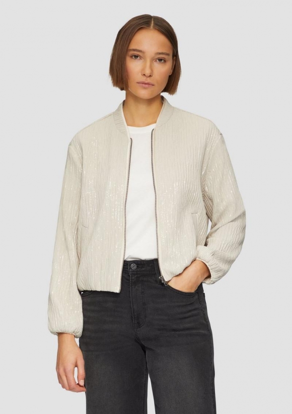 s.Oliver Blouson mit Pailletten - helles beige