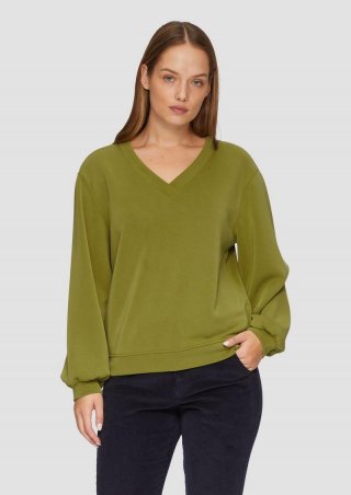s.Oliver Scuba-Sweatshirt mit V-Ausschnitt - guacamole