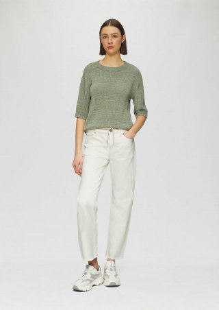s.Oliver Cropped-Jeans Karolin / Regular Fit / Mid Rise / Straight Leg / offener Saum - ecru