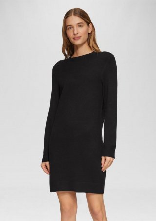 s.Oliver Feinstrickkleid mit Naht-Details - schwarz