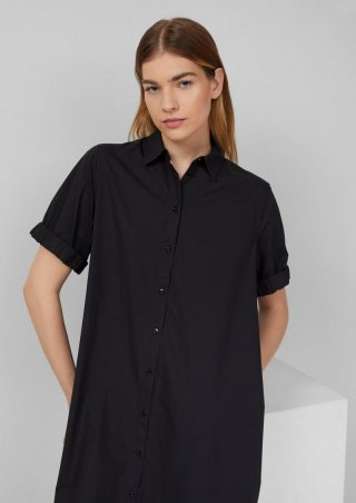 s.Oliver Oversized Blusenkleid mit Smok-Detail - schwarz