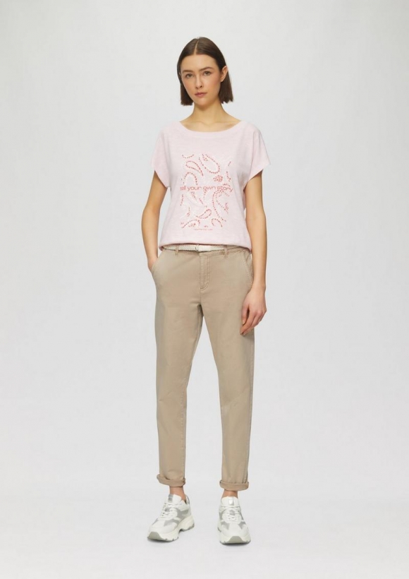 s.Oliver Chino mit geflochtenem Gürtel und Garment Dye - sandstein