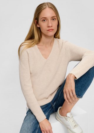 s.Oliver Strickpullover mit Raglanärmeln - beige