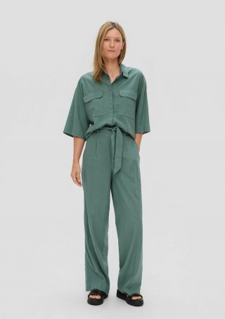 s.Oliver Wide-Leg-Hose aus Leinenmix - helles petrol