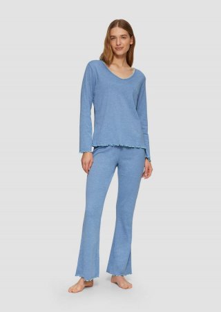 s.Oliver Bequemer Pyjama mit Babylock-Saum - hellblau