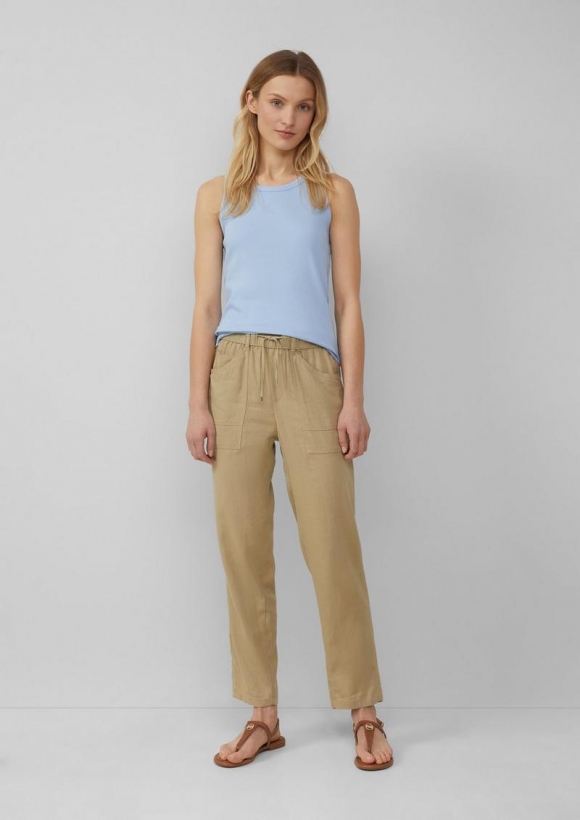 s.Oliver Ankle-Jogpants aus Leinenmix - hellbraun
