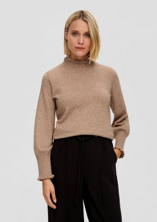 s.Oliver Strickpullover mit Raffung - sandstein