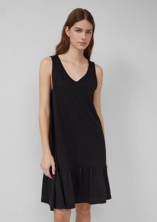 s.Oliver Kurzes Jersey-Kleid mit Schleifendetail am Rücken - schwarz