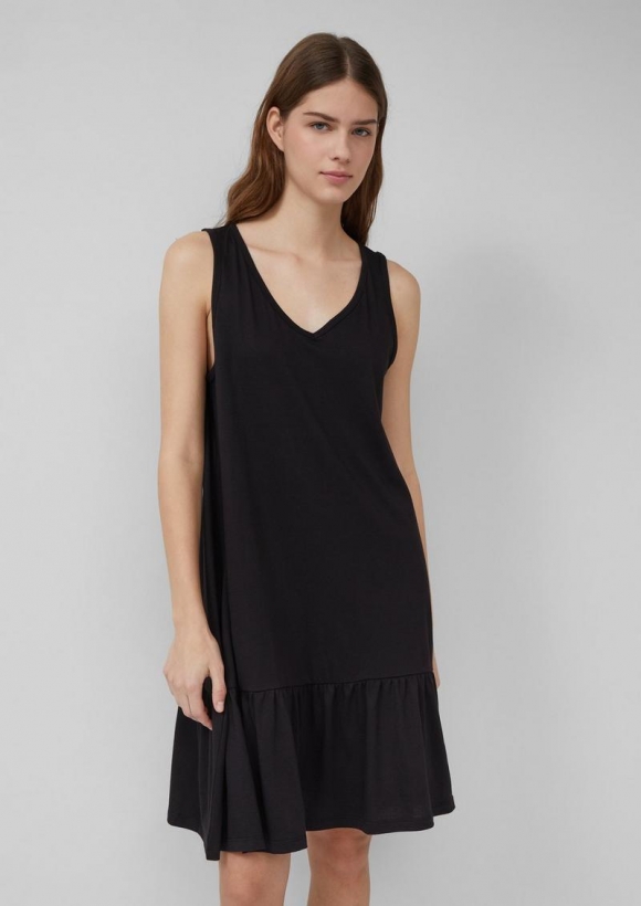 s.Oliver Kurzes Jersey-Kleid mit Schleifendetail am Rücken - schwarz