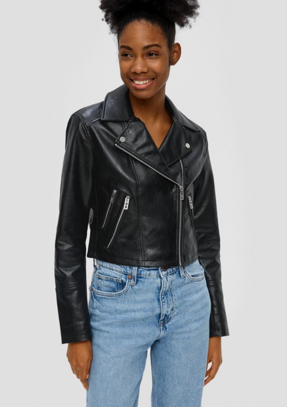 s.Oliver Bikerjacke aus Lederimitat - schwarz