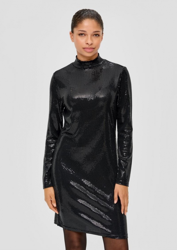 s.Oliver Jerseykleid mit Pailletten - schwarz