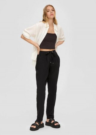 s.Oliver Regular: Hose aus Leinenmix - schwarz