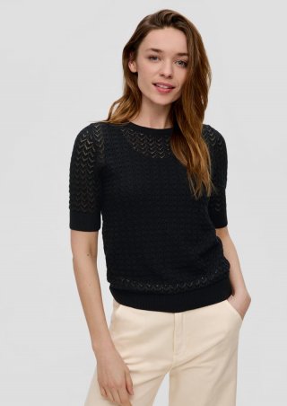 s.Oliver Stricktop im Slim Fit - schwarz