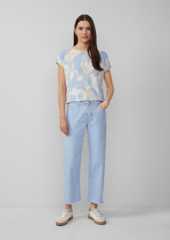 s.Oliver Cropped-Jeans Karolin / Regular Fit / Mid Rise / Straight Leg / offener Saum - blau