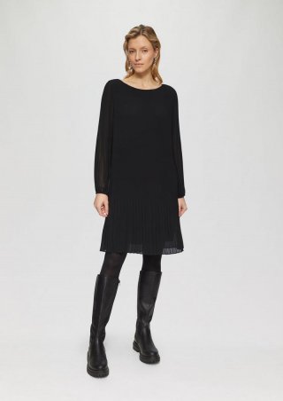 s.Oliver Plissiertes Chiffonkleid - schwarz