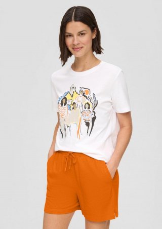 s.Oliver Shorts aus Jersey mit Flammgarnstruktur - orange