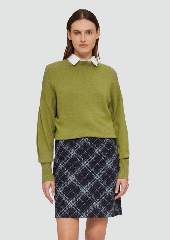 s.Oliver Strickpullover im Relaxed Fit mit Stehkragen - guacamole