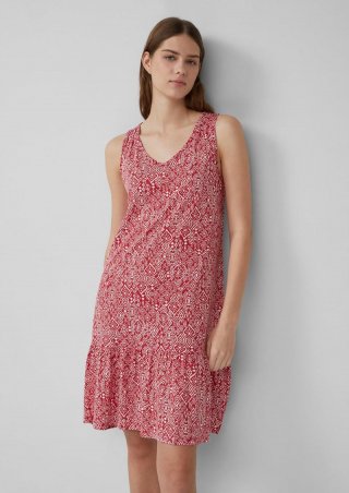 s.Oliver Kurzes Jersey-Kleid mit Schleifendetail am Rücken - mohnrot