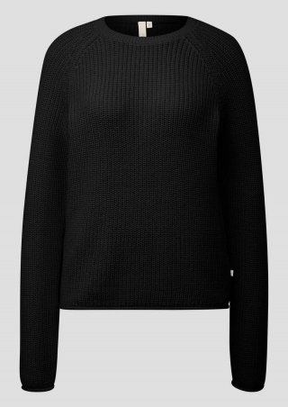 s.Oliver Melierter Strickpullover mit Raglanärmeln - schwarz