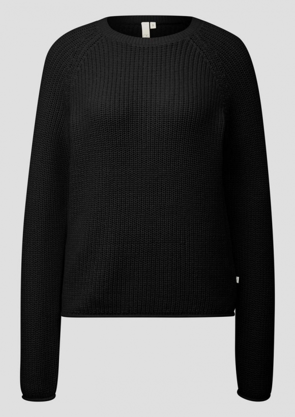 s.Oliver Melierter Strickpullover mit Raglanärmeln - schwarz