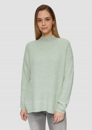 s.Oliver Weicher Strickpullover mit Rippstruktur - salbeigrün
