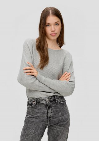 s.Oliver Rippstrickpulli mit Fledermausarm - grau meliert
