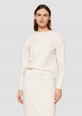s.Oliver Weiches Sweatshirt mit Rippdetail am Kragen - beige
